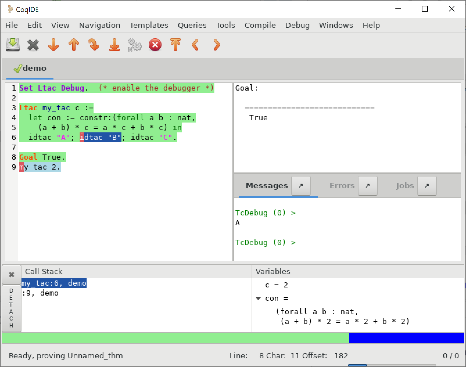 CoqIDE Debugger